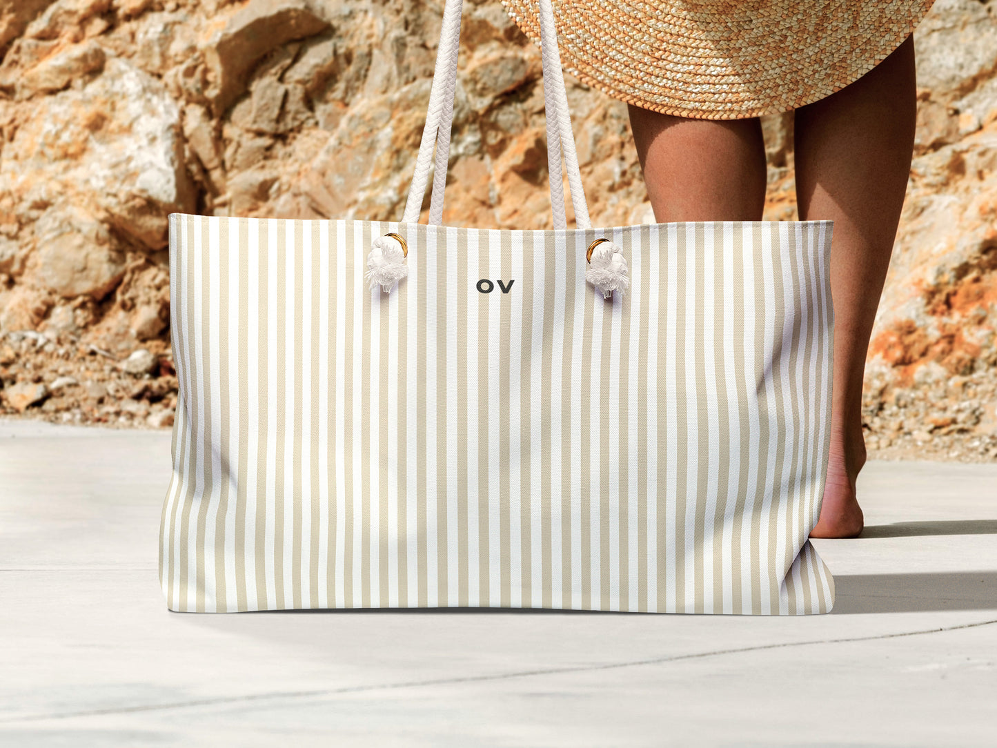 Bengal Stripe Monogram Beach Bag