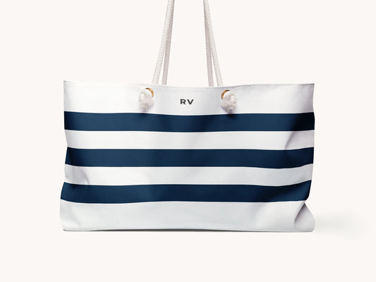 Breton Stripe Monogram Beach Bag