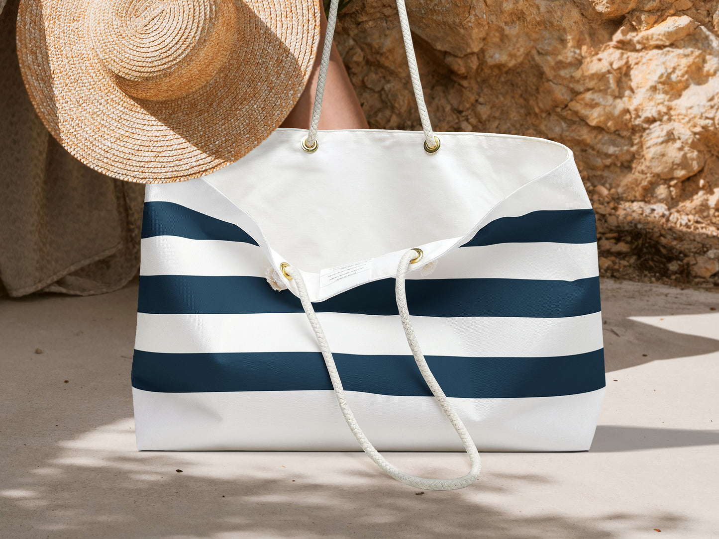 Breton Stripe Monogram Beach Bag