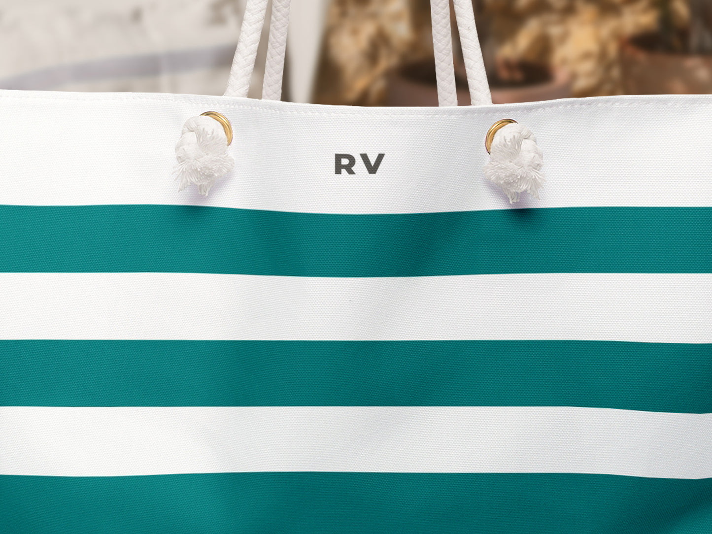 Breton Stripe Monogram Beach Bag